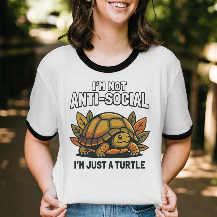 Not Anti Social Im Just A Turtle Sarcastic Introvert Humor Premium Tri-Blend Unisex Cotton Ringer T-Shirt Not Anti Social Im Just A Turtle Sarcastic Introvert Humor Premium Tri-Blend Unisex Cotton Ringer T-Shirt