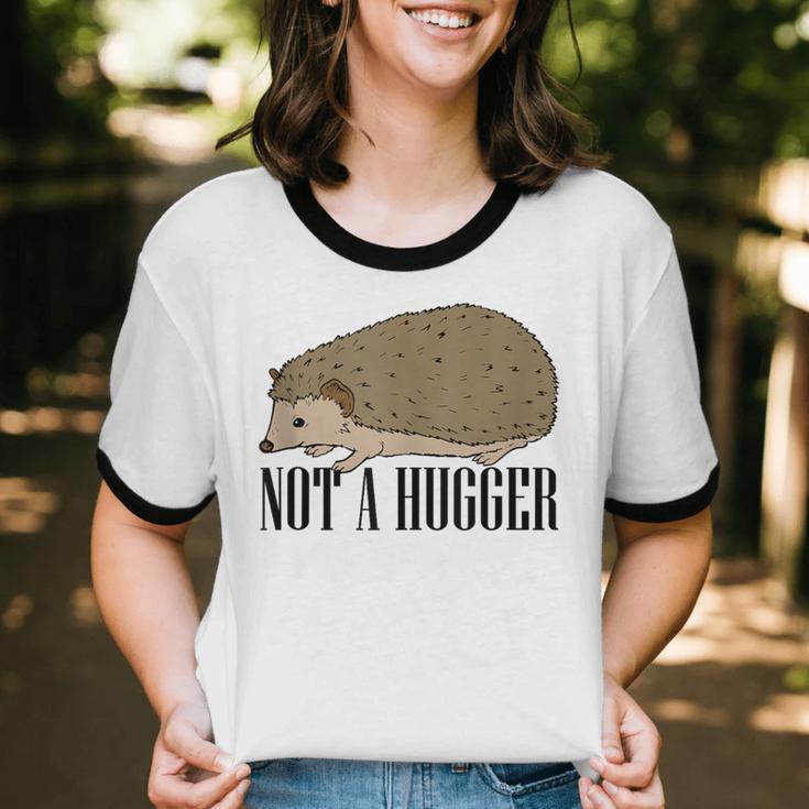 Not A Hugger Hedgehog Introvert Sarcasm Antisocial Unisex Cotton Ringer T-Shirt Not A Hugger Hedgehog Introvert Sarcasm Antisocial Unisex Cotton Ringer T-Shirt