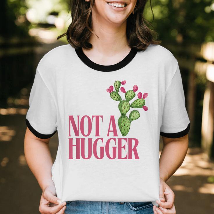 Not a Hugger Sarcastic Introvert Cactus Theme Women Unisex Cotton Ringer T-Shirt Not a Hugger Sarcastic Introvert Cactus Theme Women Unisex Cotton Ringer T-Shirt