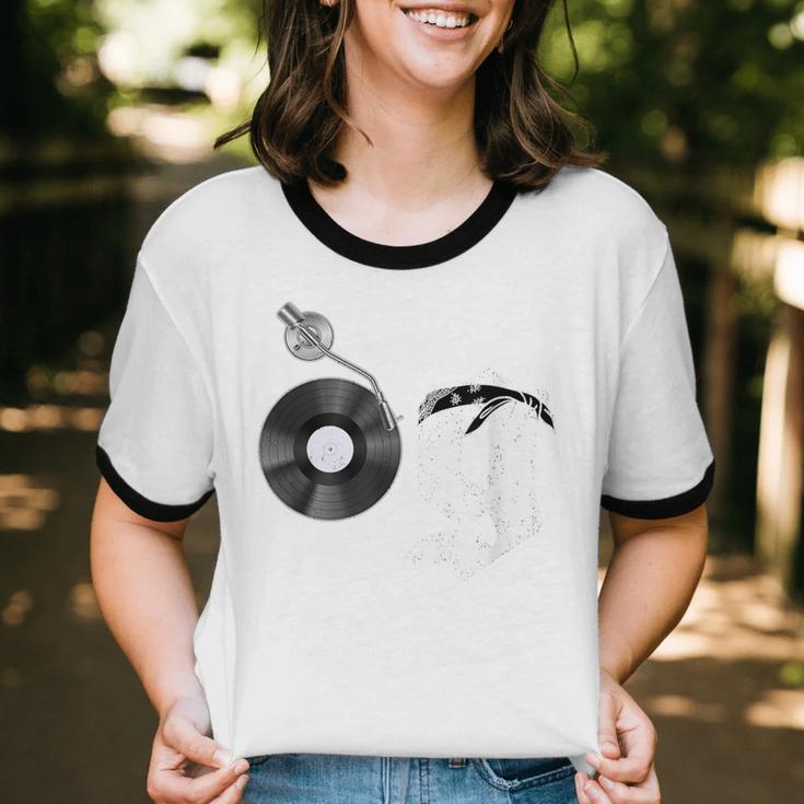 Old School Dad OG Hip Hop Head Vinyl Retro 80s90s Nostalgia Unisex Cotton Ringer T-Shirt