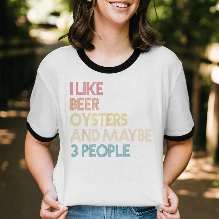 Oysters And Beer Lovers Introvert Quote Vintage Retro Unisex Cotton Ringer T-Shirt Oysters And Beer Lovers Introvert Quote Vintage Retro Unisex Cotton Ringer T-Shirt