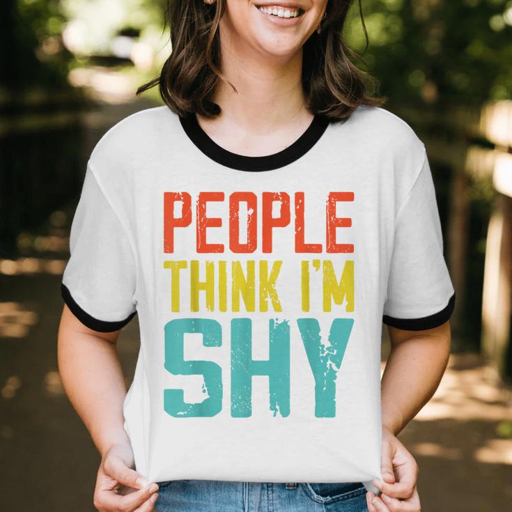 People Think I'm Shy I Introvert Unisex Cotton Ringer T-Shirt