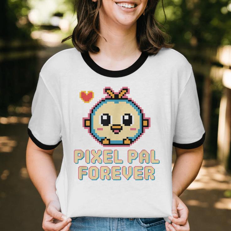 Pixel Art Pet Y2K Retro Vintage Digital Nostalgia Y2K Tech Unisex Cotton Ringer T-Shirt