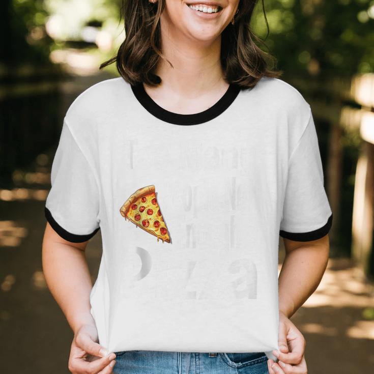 Pizza Lover Saying Introvert Anti Social Humor Foodie Unisex Cotton Ringer T-Shirt