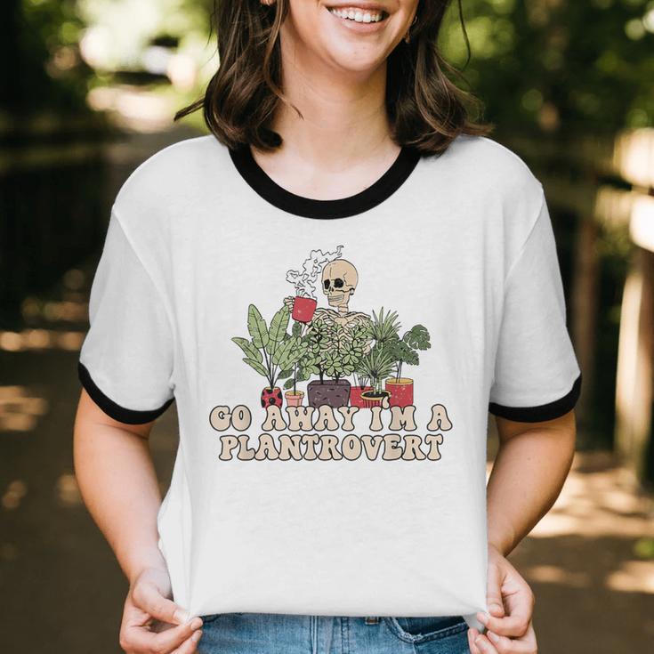 Plant Coffee Lover Plantrovert Gardening Introvert Unisex Cotton Ringer T-Shirt