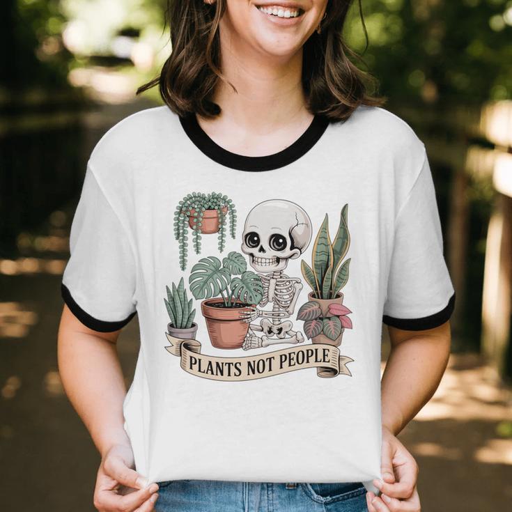 Plant Introvert Gardener Houseplant Botanical Women Men Kids Unisex Cotton Ringer T-Shirt