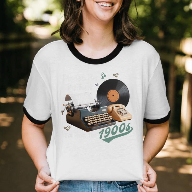 Please BePatient I'm From The 1900s Sarcastic Joke Premium Tri-Blend Unisex Cotton Ringer T-Shirt