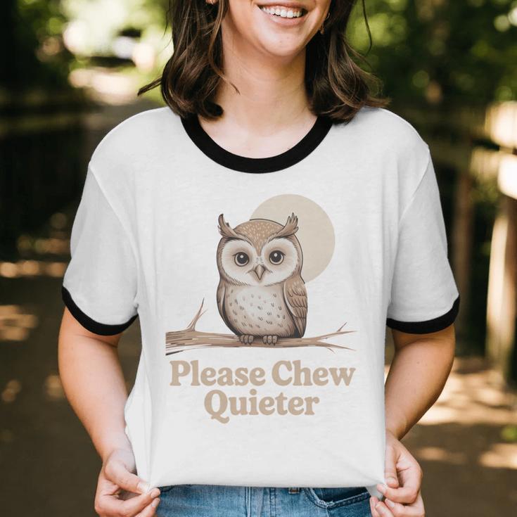 Please Chew Quieter Introvert Christmas Bird Lover Unisex Cotton Ringer T-Shirt