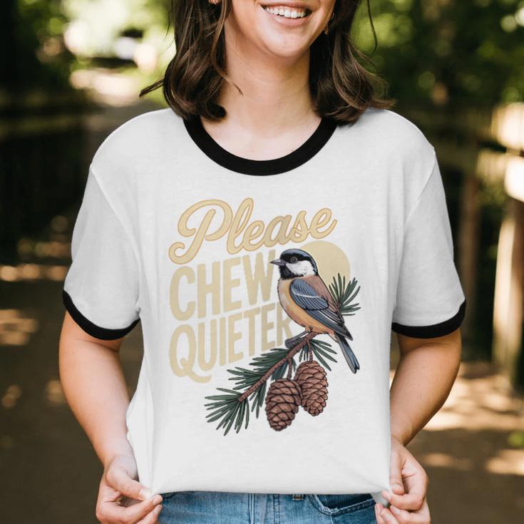 Please Chew Quieter Introverts Casual Everyday Unisex Cotton Ringer T-Shirt Please Chew Quieter Introverts Casual Everyday Unisex Cotton Ringer T-Shirt