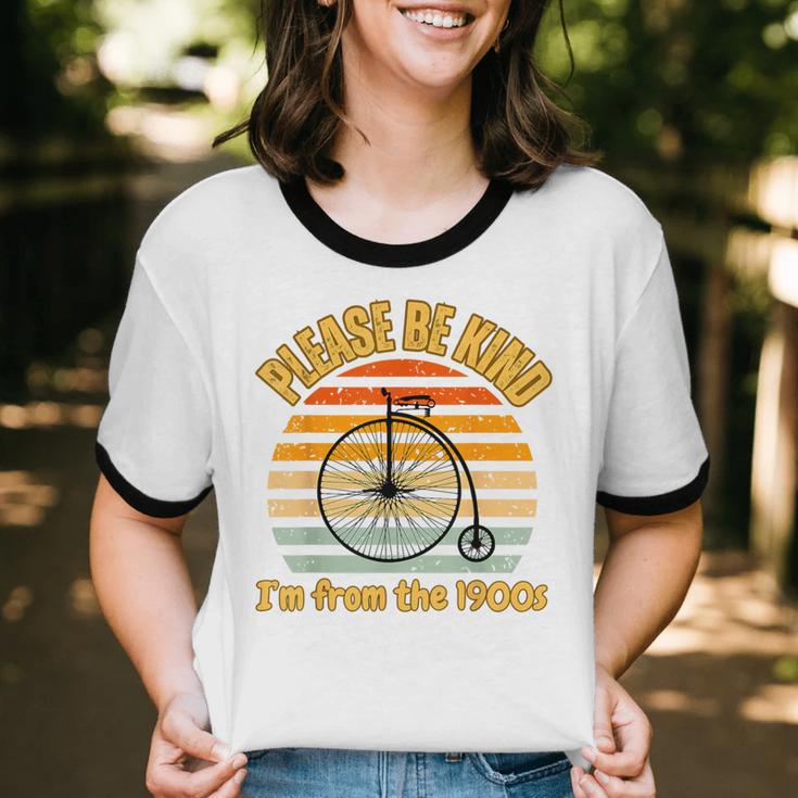 Please Be Kind I'm From The 1900s Penny Farthing Unisex Cotton Ringer T-Shirt Please Be Kind I'm From The 1900s Penny Farthing Unisex Cotton Ringer T-Shirt
