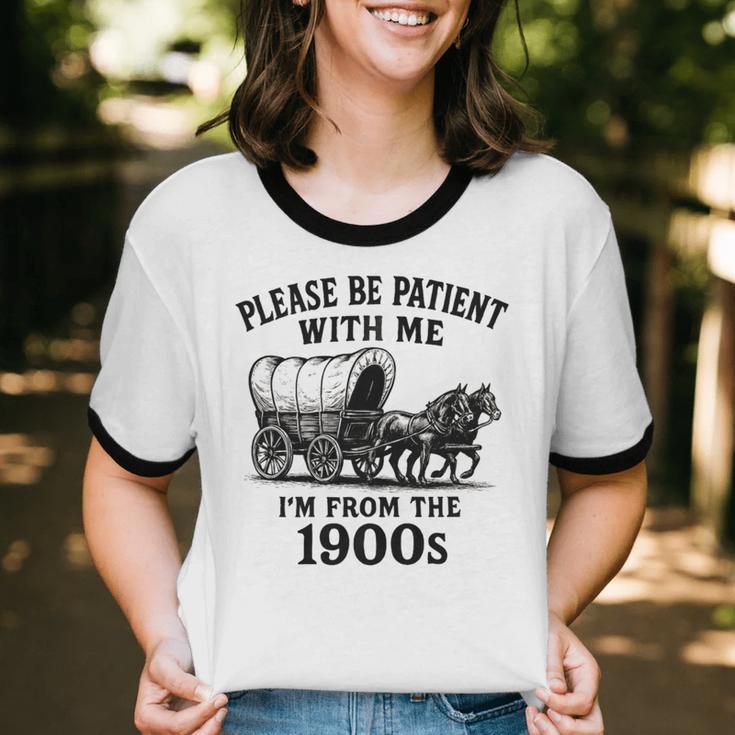 Please Be Patient With Me I'm From The 1900s Boomer Premium Tri-Blend Unisex Cotton Ringer T-Shirt