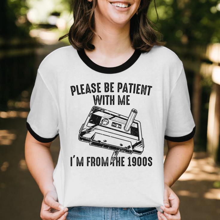 Please Be Patient With Me I'm From The 1900s Cassette Pencil Premium Unisex Cotton Ringer T-Shirt Please Be Patient With Me I'm From The 1900s Cassette Pencil Premium Unisex Cotton Ringer T-Shirt
