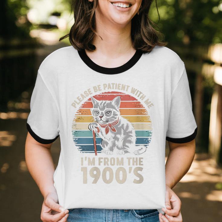 Please Be Patient With Me I'm From The 1900s Cat Unisex Cotton Ringer T-Shirt Please Be Patient With Me I'm From The 1900s Cat Unisex Cotton Ringer T-Shirt