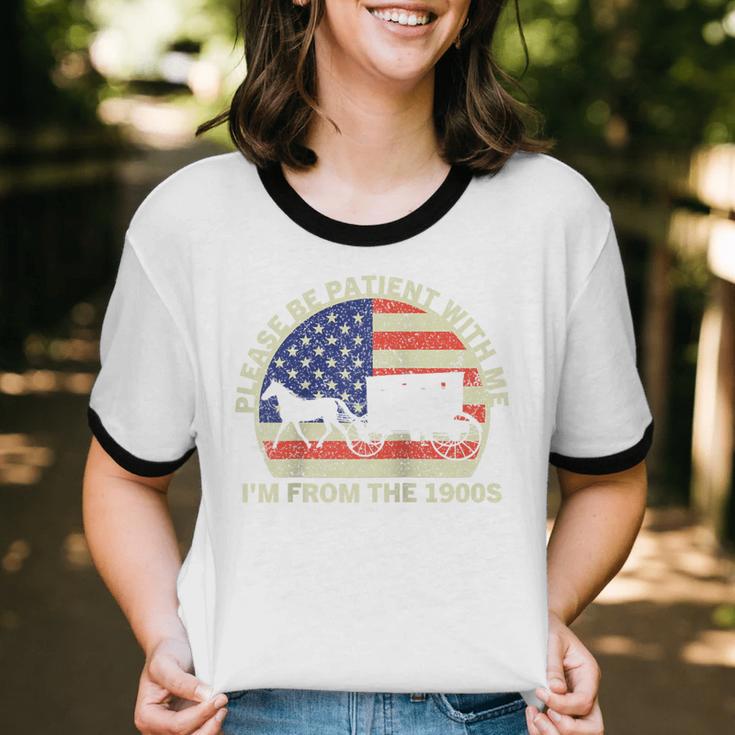 Please Be Patient With Me I'm From The 1900s Dad Vintage Raglan Baseball Tee Unisex Cotton Ringer T-Shirt