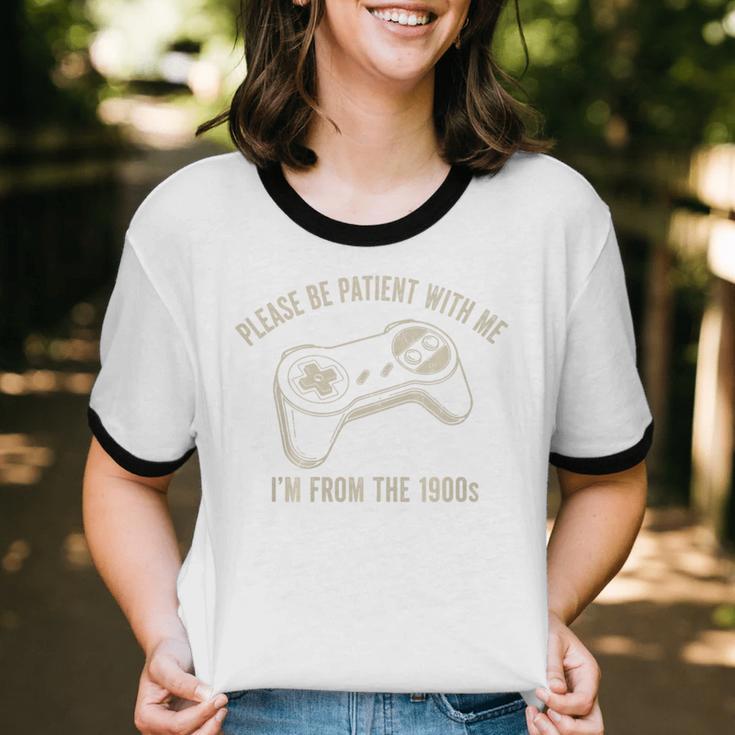 Please Be Patient With Me I'm From The 1900s Gamer Premium Tri-Blend Unisex Cotton Ringer T-Shirt