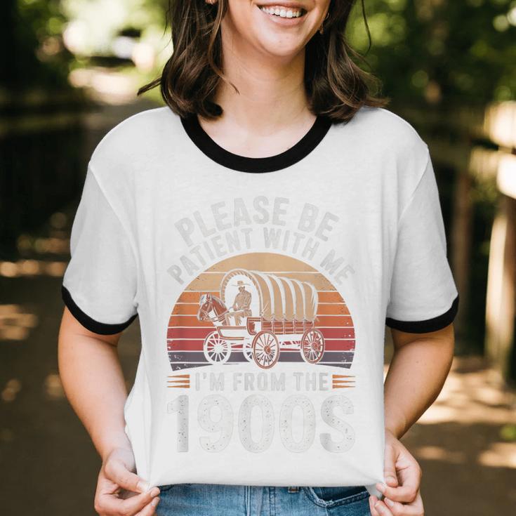 Please Be Patient With Me I'm From The 1900s Grandma Grandpa Unisex Cotton Ringer T-Shirt