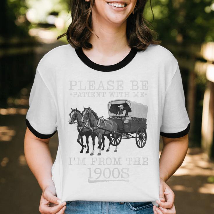 Please Be Patient With Me I'm From The 1900s Humorous Saying Premium Tri-Blend Unisex Cotton Ringer T-Shirt