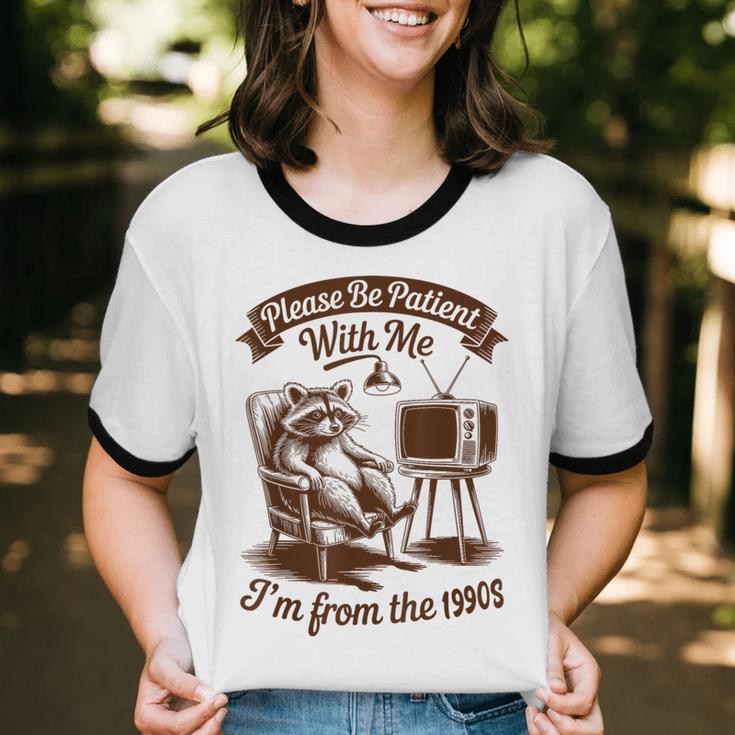 Please Be Patient With Me I'm From The 1900s Raccoon Vintage Unisex Cotton Ringer T-Shirt