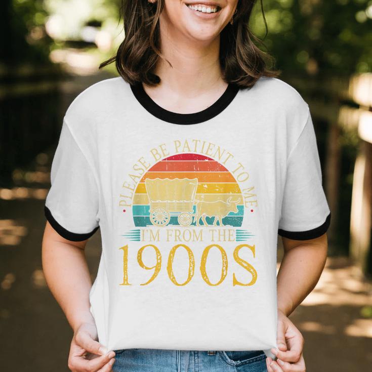 Please Be Patient To Me I'm From The 1900s Retro Vintage Unisex Cotton Ringer T-Shirt