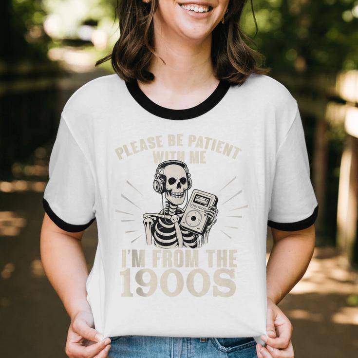 Please Be Patient With Me I'm From The 1900s Skeleton Unisex Cotton Ringer T-Shirt Please Be Patient With Me I'm From The 1900s Skeleton Unisex Cotton Ringer T-Shirt
