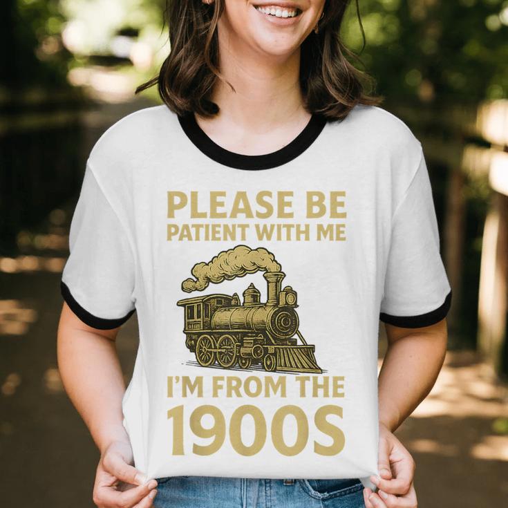 Please Be Patient With Me I'm From The 1900s Steam Train Unisex Cotton Ringer T-Shirt Please Be Patient With Me I'm From The 1900s Steam Train Unisex Cotton Ringer T-Shirt