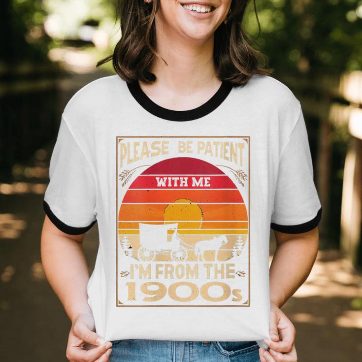 Please Be Patient I'm From The 1900s Sunset Vintage Wagon Unisex Cotton Ringer T-Shirt Please Be Patient I'm From The 1900s Sunset Vintage Wagon Unisex Cotton Ringer T-Shirt