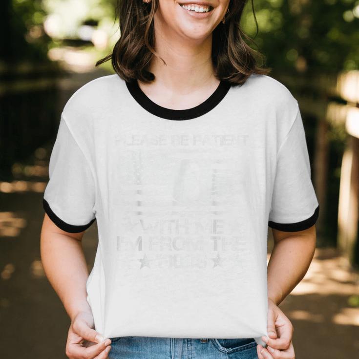 Please Be Patient With Me I'm From The 1900s USA Flag Skull Unisex Cotton Ringer T-Shirt