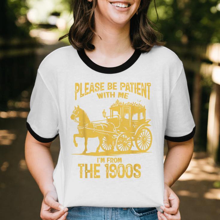 Please Be Patient With Me I'm From The 1900s Vin Unisex Cotton Ringer T-Shirt Please Be Patient With Me I'm From The 1900s Vin Unisex Cotton Ringer T-Shirt