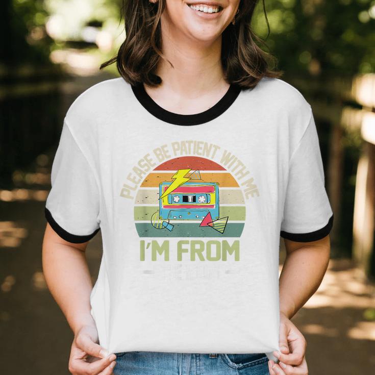 Please Be Patient With Me I'm From The 1900s Vintage Cassett Unisex Cotton Ringer T-Shirt