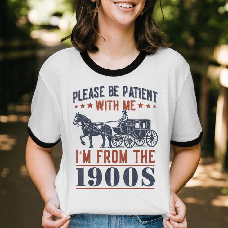 Please Be Patient I'm From The 1900s Vintage Dad Unisex Cotton Ringer T-Shirt