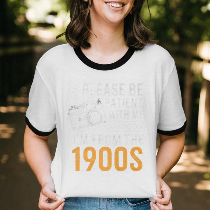 Please Be Patient With Me I'm From The 1900s Vintage Oldie Premium Unisex Cotton Ringer T-Shirt