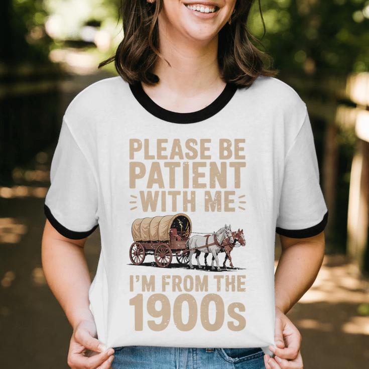Please Be Patient With Me I'm From The 1900s Vintage Premium Unisex Cotton Ringer T-Shirt