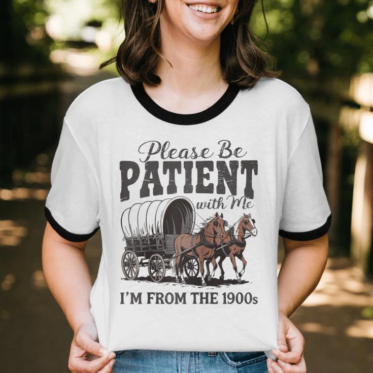 Please Be Patient With Me I'm From The 1900s Vintage Raglan Baseball Tee Unisex Cotton Ringer T-Shirt