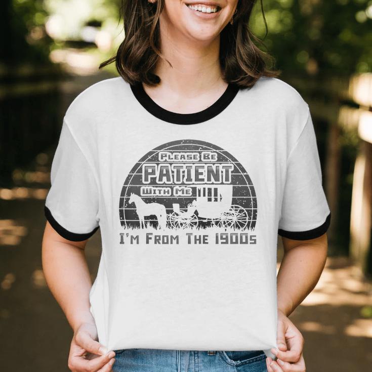 Please Be Patient With Me I'm From The 1900s Vintage Retro Raglan Baseball Tee Unisex Cotton Ringer T-Shirt