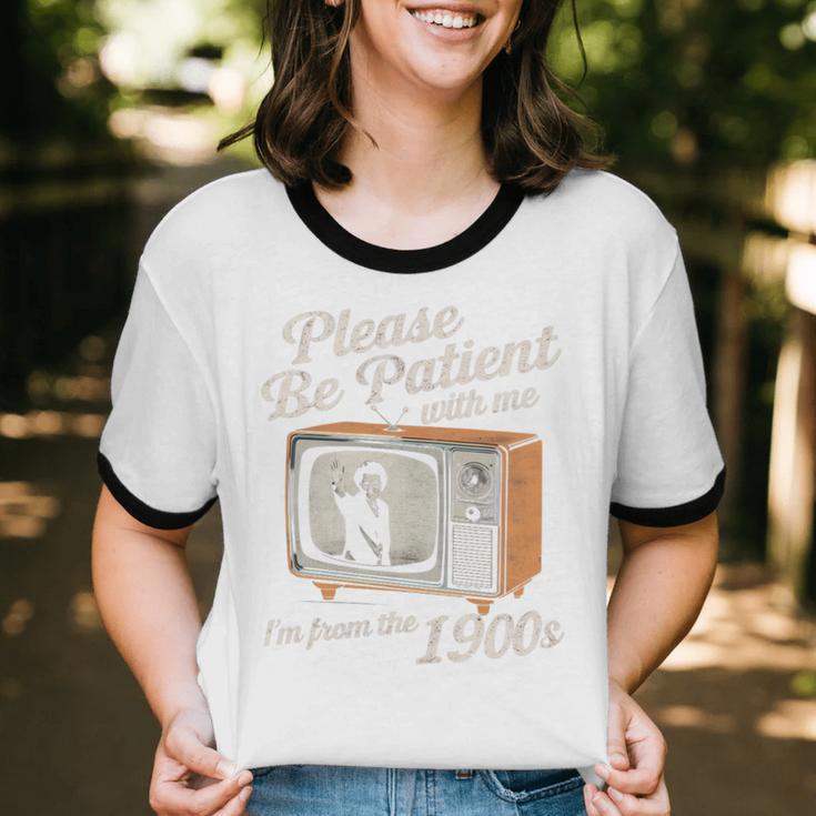 Please Be Patient With Me I'm From The 1900s Vintage TV Unisex Cotton Ringer T-Shirt