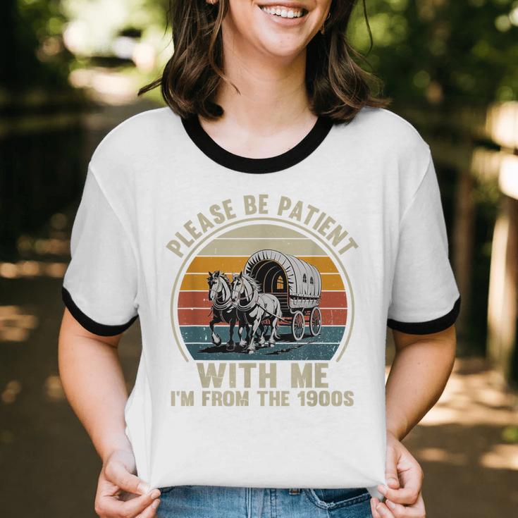 Please Be Patient With Me I'm From The 1900s Vintage Wagon Unisex Cotton Ringer T-Shirt Please Be Patient With Me I'm From The 1900s Vintage Wagon Unisex Cotton Ringer T-Shirt
