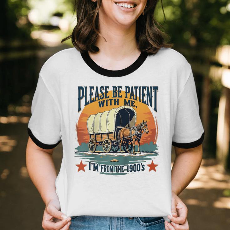 Please Be Patient With Me I'm From The 1900s Women Men Raglan Baseball Tee Unisex Cotton Ringer T-Shirt Please Be Patient With Me I'm From The 1900s Women Men Raglan Baseball Tee Unisex Cotton Ringer T-Shirt