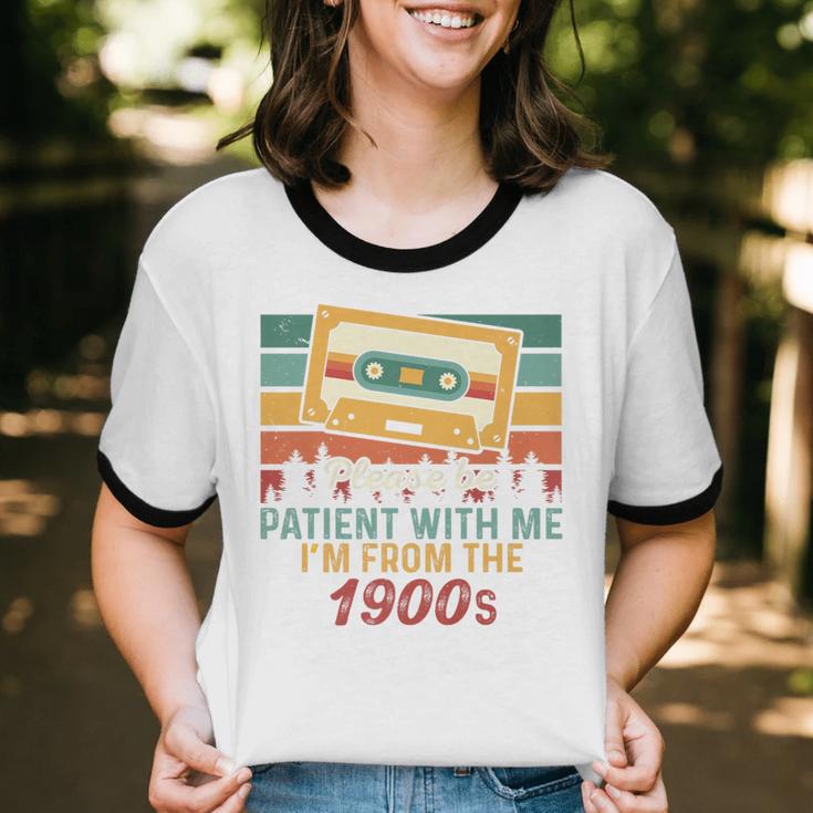 Please Be Patient-With Me I'm From The 1900s Retro Music Premium Unisex Cotton Ringer T-Shirt