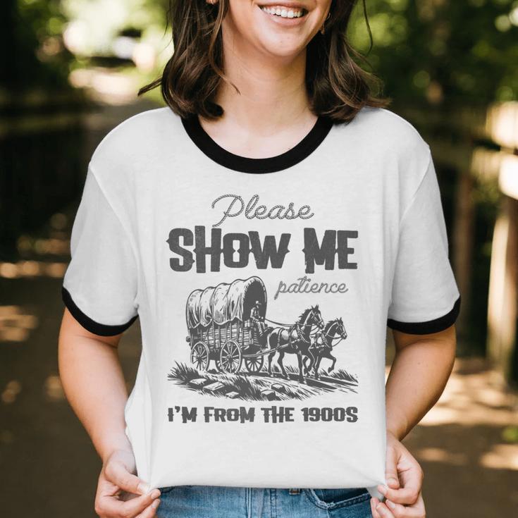 Please Show Me Patience I'm From The 1900s Vintage Horse Premium Unisex Cotton Ringer T-Shirt Please Show Me Patience I'm From The 1900s Vintage Horse Premium Unisex Cotton Ringer T-Shirt