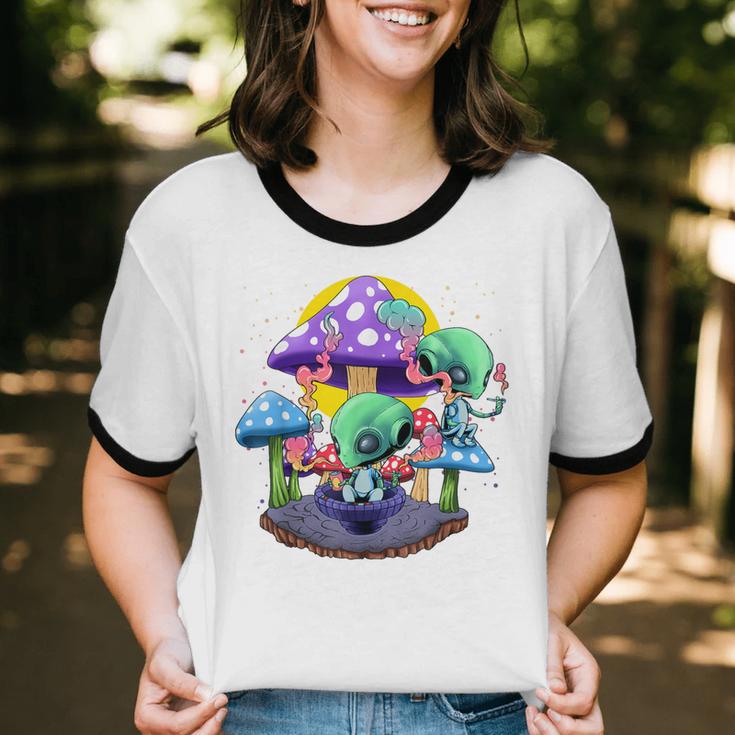 Psychedelic Alien Mushroom Nostalgia Groovy Vibe Hippie Unisex Cotton Ringer T-Shirt Psychedelic Alien Mushroom Nostalgia Groovy Vibe Hippie Unisex Cotton Ringer T-Shirt