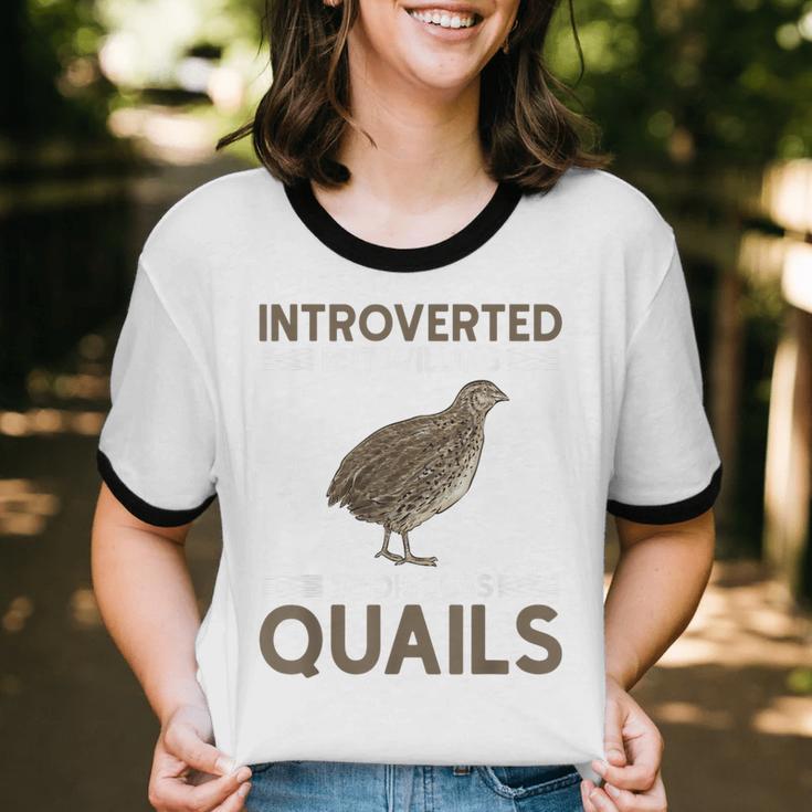 Quail Bird Lover Introvert Quail Unisex Cotton Ringer T-Shirt