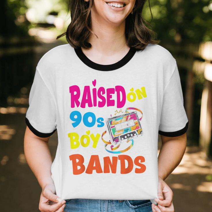 Raised On 90s Boy Bands Nostalgia Love Women Men Unisex Cotton Ringer T-Shirt
