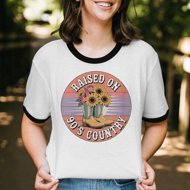 Raised On 90’s Country Women Retro Western Music Nostalgia Unisex Cotton Ringer T-Shirt Raised On 90’s Country Women Retro Western Music Nostalgia Unisex Cotton Ringer T-Shirt