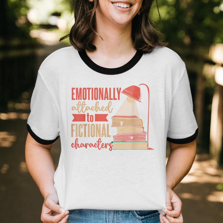Reader Bookworm Fictional Character Reading Introvert Unisex Cotton Ringer T-Shirt