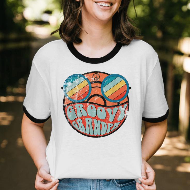 Retro 1970's Groovy Grandpa 70s Aesthetic Nostalgia Unisex Cotton Ringer T-Shirt