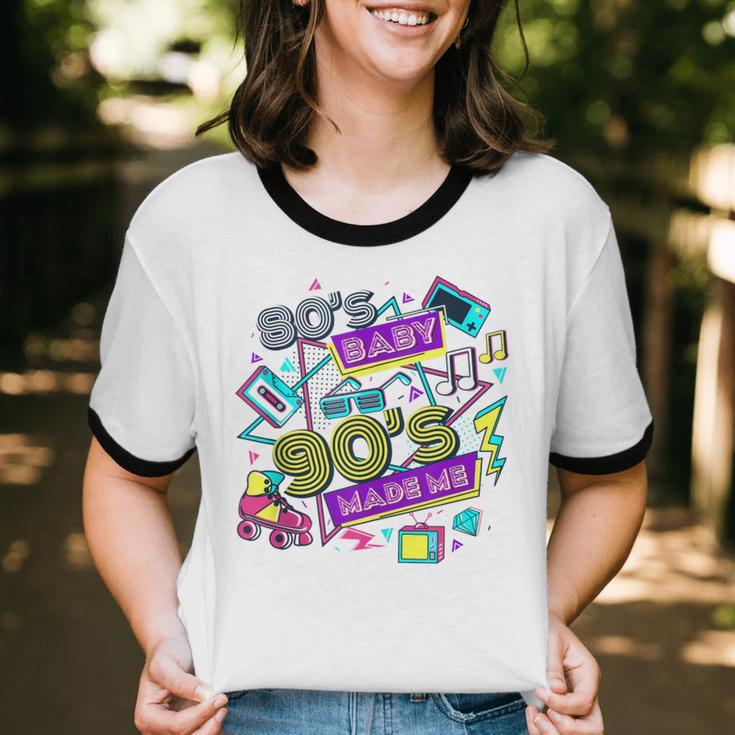 Retro 1980s 80's Baby 1990s 90's Made Me Vaporwave Nostalgia Unisex Cotton Ringer T-Shirt Retro 1980s 80's Baby 1990s 90's Made Me Vaporwave Nostalgia Unisex Cotton Ringer T-Shirt