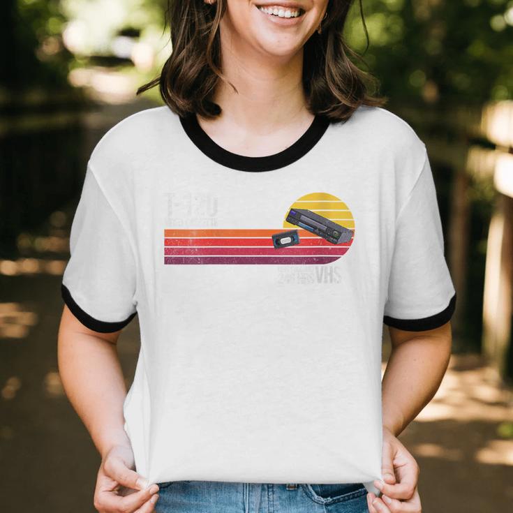 Retro 80's 90's Music Nostalgia Video Cassette Tape VHS Unisex Cotton Ringer T-Shirt