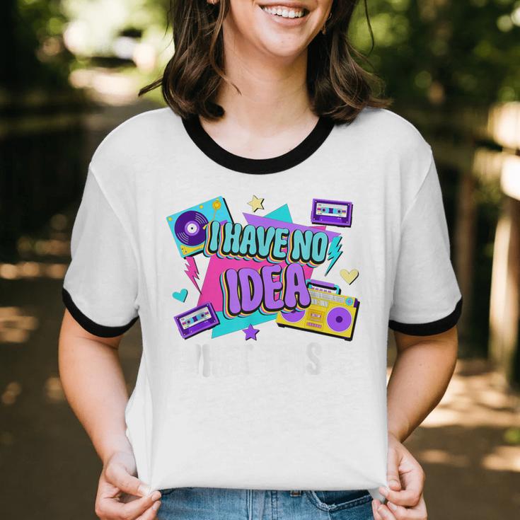 Retro 80s Style 90s Pop Fashion Nostalgia Eighties Music Unisex Cotton Ringer T-Shirt