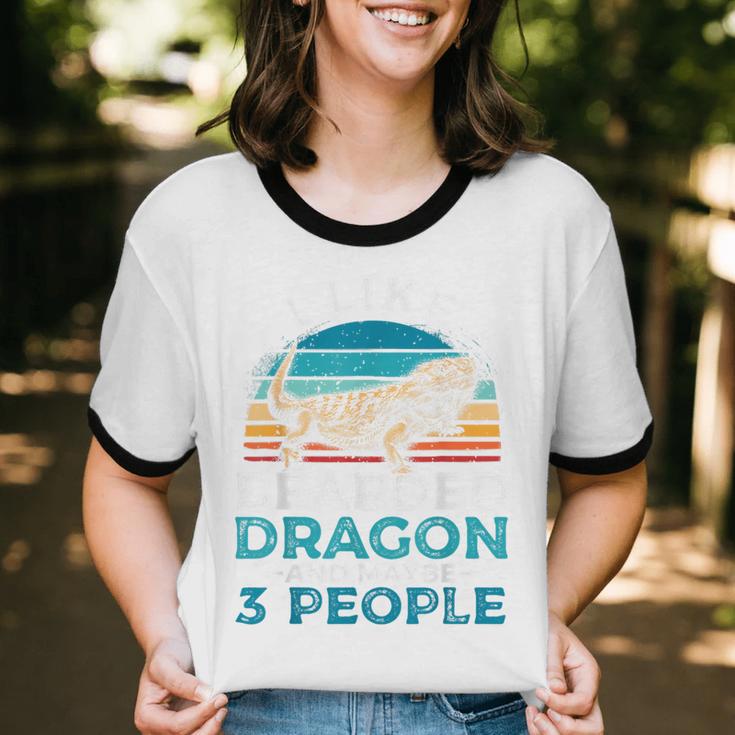 Retro Bearded Dragon Introvert For Lizard Lovers Unisex Cotton Ringer T-Shirt
