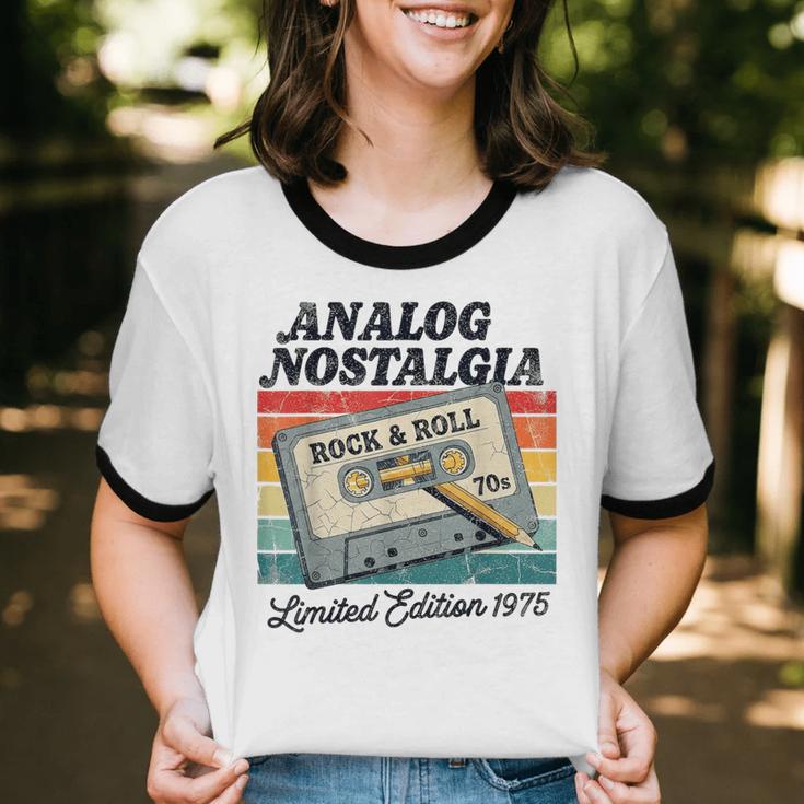 Retro Cassette Case 70s Vintage Music Analog Nostalgia Unisex Cotton Ringer T-Shirt